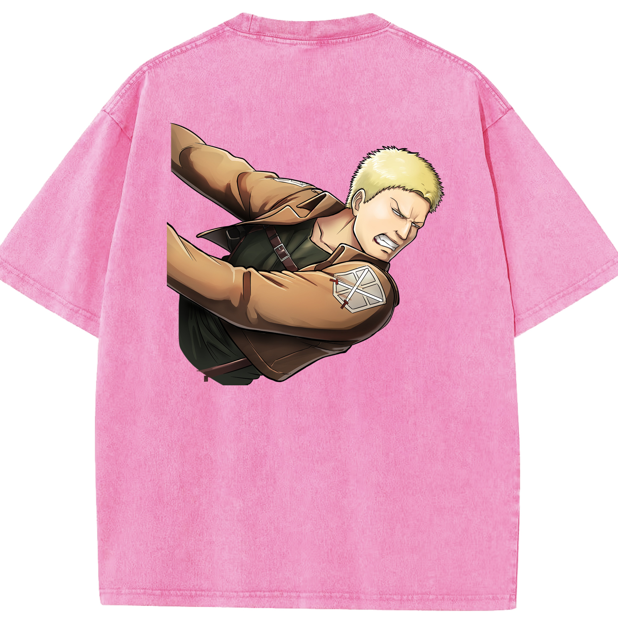 （画像用） 進撃の巨人 ライナー・ブラウン Attack on Titan Reiner Braun 綿100% ヴィンテージ風 半袖Tシャツ（背面プリント）